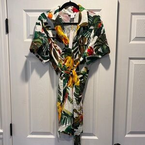 House of Harlow 1960 Tropical Print Dress - Green, Yellow, Red